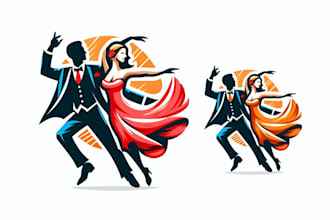 design silhouette of dancing couple mascot logo for your business