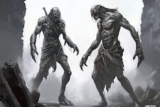 scary horror creature and fantasy character concept art