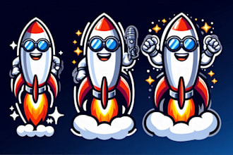 design custom rocket mascot logo with unlimited revision