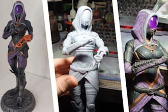 custom 3d print and paint miniatures, dioramas, statues, figures, models, busts