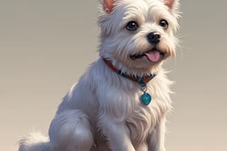 draw cartoon pet portrait for you