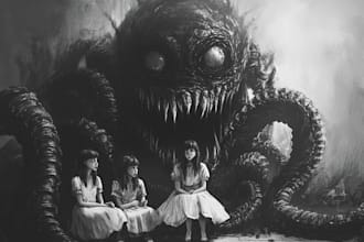 draw surreal horror art for book illustrations, c, and more