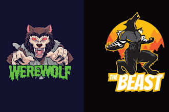 create high quality animal mascot werewolf logo