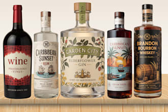 do label logo for gin vodka whiskey rum tequila wine beverage beer bourbon