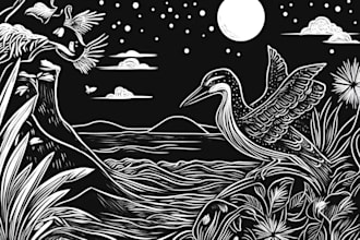 create an artistic linocut illustration in my own style