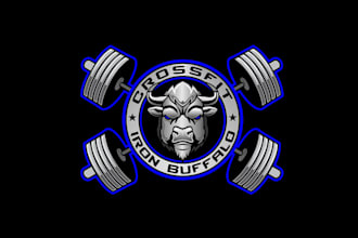 design modern strength buffalo crossfit fitness logo
