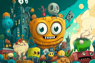 create doodle illustration, cartoon and nft art in my style