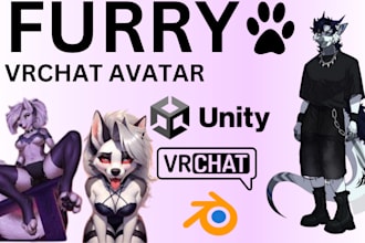 create unique 3d model vrchat furry avatar nsfw vtuber model anime vtuber model