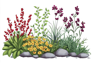 draw botanical vector illustration of plants and flowers