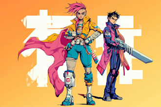 draw cyberpunk pop art anime characters