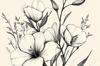 create a botanical boho feminine hand drawn line art logo design