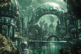 make a cyberpunk city sci fi style for you