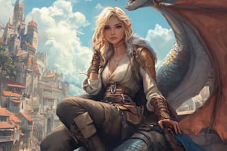 make a dnd character art and dnd party illustration