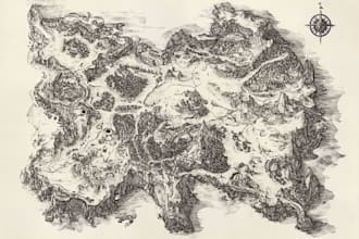 create a high quality fantasy map illustratiuon