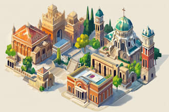 draw 2d isometric illustration