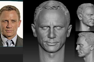 design 2d to 3d head face 3d portrait full body model picture for 3d printing