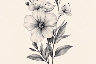 draw botanical and flower one line art