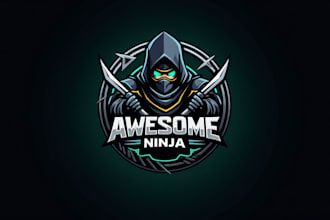 do wonderful awesome ninja warrior gaming mascot logo design