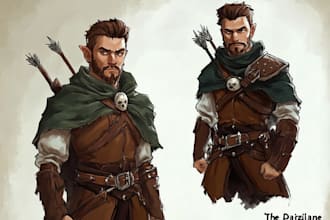 draw a fantasy character for dnd, pathfinder, etc