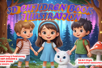 draw amazing 3d children book illustration and children story book for kids