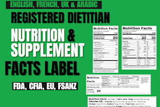 design compliant fda cfia eu UK fsanz nutrition and supplement facts label