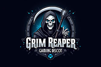 do grim reaper gaming mascot logo design with company