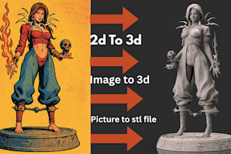 convert 2d to 3d model character design image to stl 3d face for 3d printing