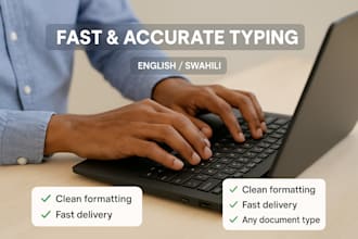 do accurate typing and translation swahili and english