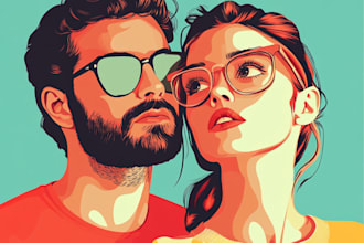 make a  couple portrait illustration from your photo