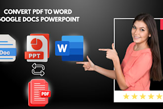 convert PDF to word, excel, google docs, powerpoint, and do data entry