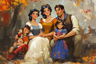 design a professional disney family portrait
