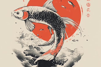 design vector art with japanese style for t shirt