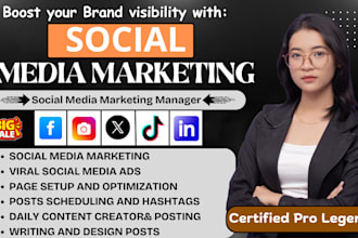 social media manager for instagram, linkedin pinterest and twitter marketing
