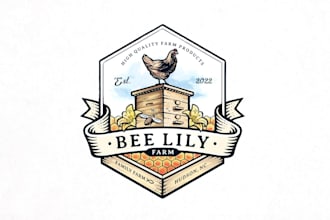 design modern bee lily farm logo