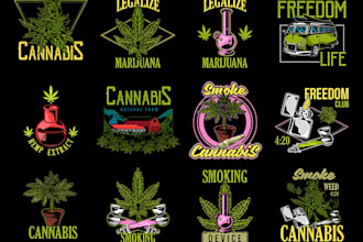 make modern cannabis cbd weed marijuana logo and any graphics design