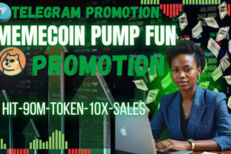 pump fun promotion, solana memecoin telegram promotion hit 90m token 10x sales