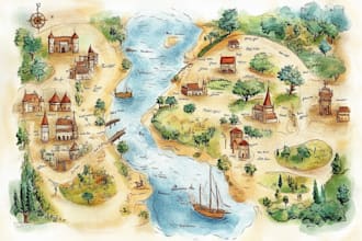 watercolor map illustration just for you