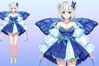 draw anime style 2d vtuber model live2d vtuber commission ready for rig