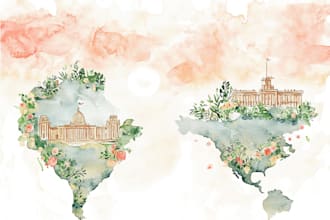 illustrate a watercolor map for your wedding venue