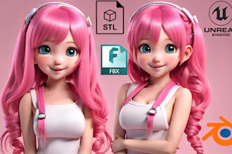 design 3d cute character pixar cartoon character 3d animal, mascot for animation