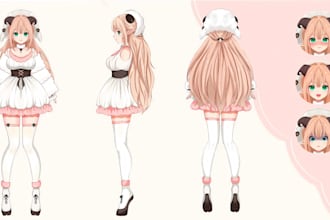 do anime vtuber character reference sheet art design oc vtuber ref sheet