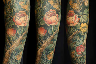 create sleeve tattoo design in geometric style