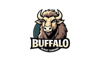 do head buffalo mascot logo design with company