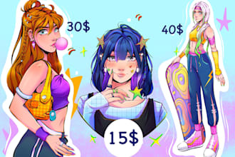 draw your character, fanart, sfw in comic anime style