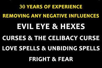 remove witchcraft, black magic, evil eye,voodoo,curse and hex and any negativity