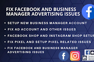 fix issues or set up your facebook ad account and meta business manager suite