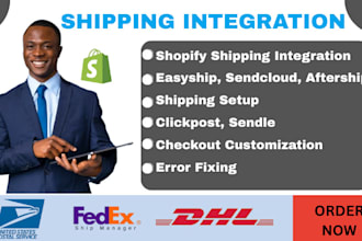 setup dhl ecommerce, express, usps web tools API, fedex ship manager to shopify