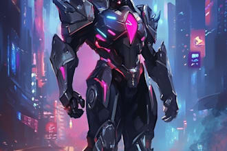 draw mecha robot armor character concept for you