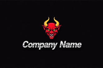 do wonderful head horn red devil mascot logo design with company