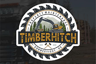 design unique particular art timber hitch logo